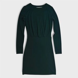 Susana Monaco XS Dark Green Open Back Bodycon Dress Long Sleeve Stretch